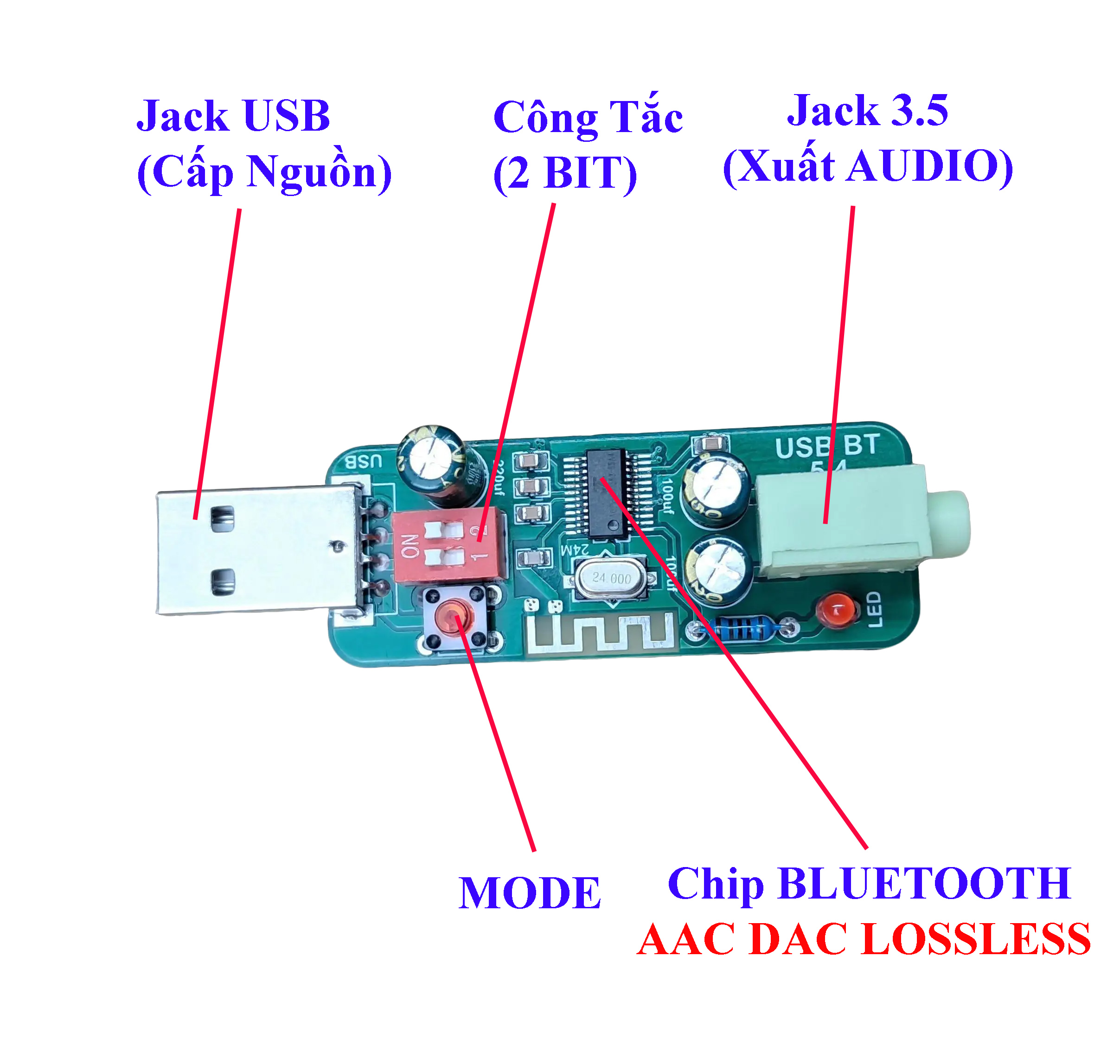 Bộ KiT Tự Ráp - USB BLUETOOTH 5.4 AAC AUDIO LOSSLESS - 1 Bộ